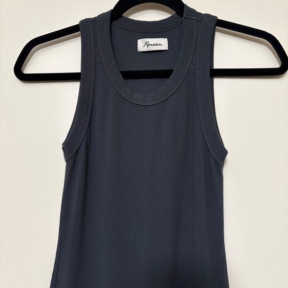 Rowan Dylan Knit Cotton Modal Side Slit Midi Tank Dress XS Slate - Picture 3 of 9